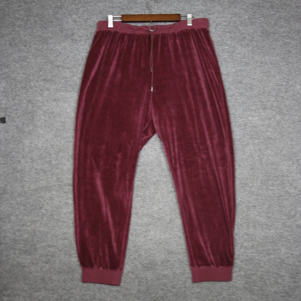 Outerknown Joggers Womens XL Burgundy Velvet Elastic Waist Drawstring Soft Cosy